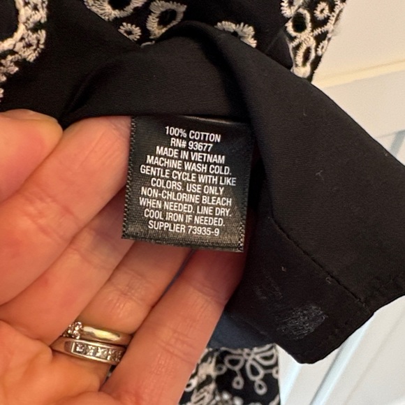 NWT Women’s Size L Worthington Black & White Embroidered Midi Shirtdress - Picture 11 of 12